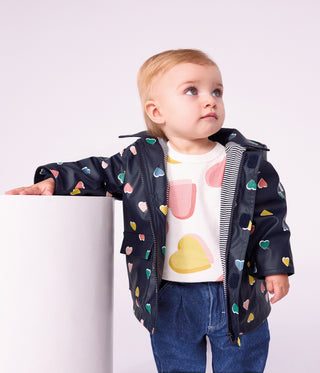BABY GIRL'S ICONIC HEART PRINT RAINCOAT