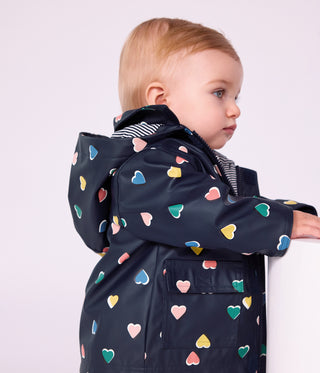 BABY GIRL'S ICONIC HEART PRINT RAINCOAT