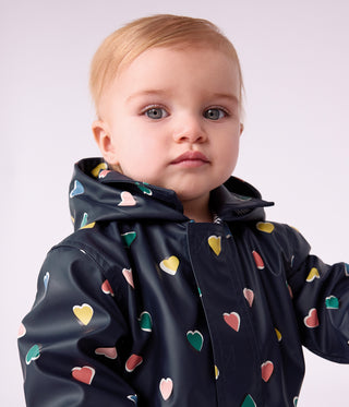 BABY GIRL'S ICONIC HEART PRINT RAINCOAT