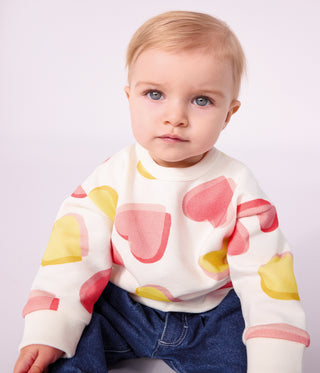BABY GIRL'S HEART-PRINT COTTON SWEATSHIRT