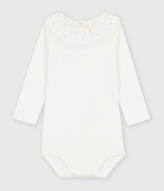 BABY GIRL'S ORGANIC COTTON BODY WITH AN EMBROIDERED COLLAR