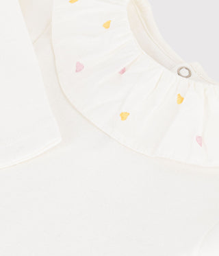 BABY GIRL'S ORGANIC COTTON BODY WITH AN EMBROIDERED COLLAR