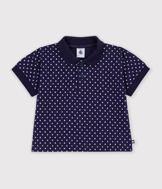 BABY SHORT-SLEEVED COTTON POLO SHIRT BOAT PRINT
