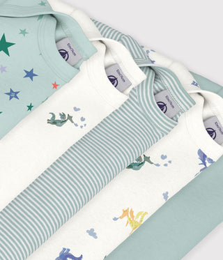 BABY UNISEX LONG-SLEEVED DRAGON-PRINT ORGANIC COTTON BODIES - 5-PACK