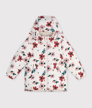 GIRL'S FLORAL PATTERN PUFFER JACKET