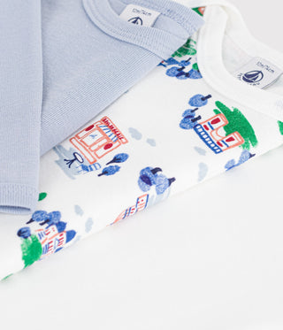 BABY UNISEX LONG-SLEEVED PARIS PRINT COTTON BODIES - 3-PACK