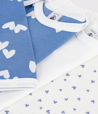 BABY UNISEX LONG-SLEEVED HEART PRINT COTTON BODIES - 3-PACK