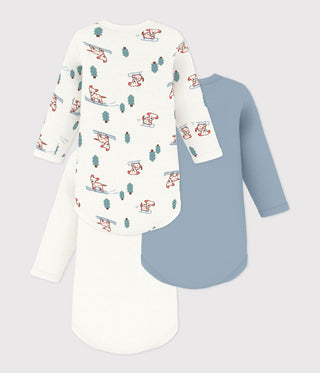 BABY UNISEX LONG-SLEEVED DOG PRINT ORGANIC COTTON BODIES - 3-PACK