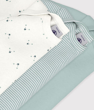 BABY UNISEX LONG-SLEEVED BEAR-PRINT COTTON BODIES - 3-PACK