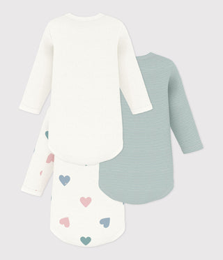 BABY LONG-SLEEVED BODIES IN COTTON PRINTED WITH FLOWERS - 3-PACK