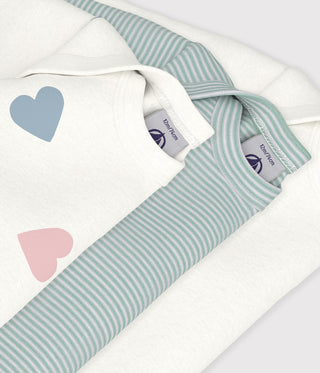BABY LONG-SLEEVED BODIES IN COTTON PRINTED WITH FLOWERS - 3-PACK