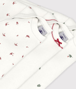 BABY GIRL'S LONG-SLEEVED PRINTED COTTON BODIES - 3-PACK