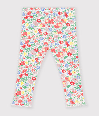 BABY GIRL'S FLORAL PRINT COTTON LEGGINGS