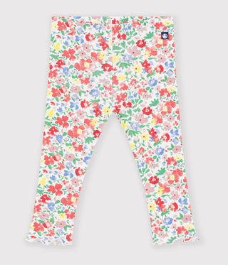 BABY GIRL'S FLORAL PRINT COTTON LEGGINGS