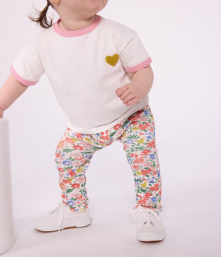 BABY GIRL'S FLORAL PRINT COTTON LEGGINGS