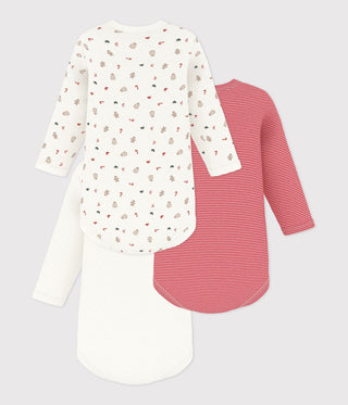 BABY UNISEX LONG-SLEEVED CHRISTMAS PRINT ORGANIC COTTON BODIES - 3-PACK