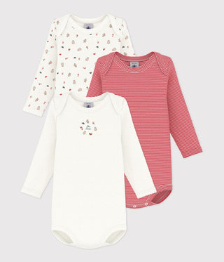 BABY UNISEX LONG-SLEEVED CHRISTMAS PRINT ORGANIC COTTON BODIES - 3-PACK
