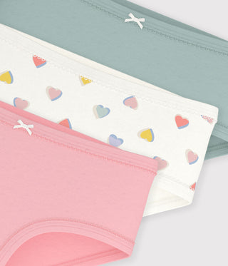 GIRL'S COTTON PANTY WITH HEARTS - 3-PACK