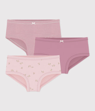 GIRL'S COTTON PANTY WITH A FLOWER PATTERN - 3-PACK
