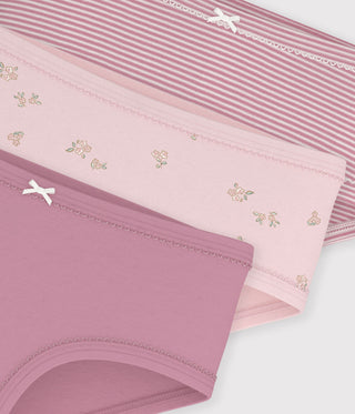 GIRL'S COTTON PANTY WITH A FLOWER PATTERN - 3-PACK