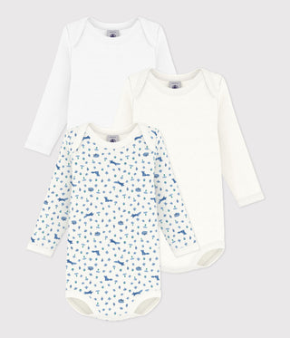 BABY UNISEX LONG-SLEEVED FOX PRINT COTTON BODIES - 3-PACK