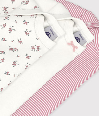 BABY LONG-SLEEVED BLUEBERRY-PRINT COTTON BODIES - 3-PACK
