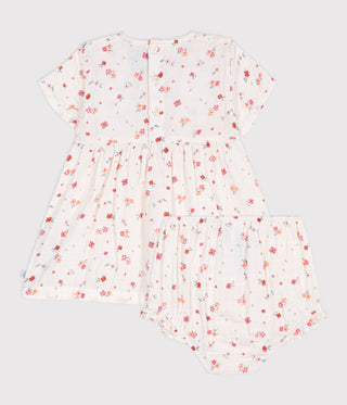 BABY GIRL'S COTTON SHORT SLEEVES DRESS WITH BLOOMERS