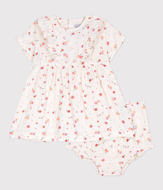 BABY GIRL'S COTTON SHORT SLEEVES DRESS WITH BLOOMERS