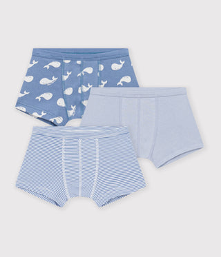 BOY'S WHALE-PRINT COTTON BOXERS WITH WAISTBAND -3-PACK