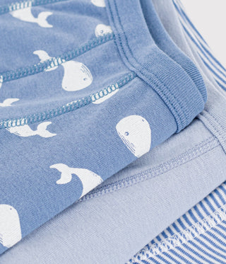 BOY'S WHALE-PRINT COTTON BOXERS WITH WAISTBAND -3-PACK