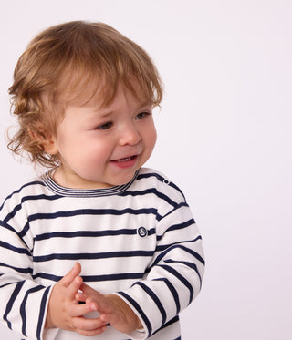 BABY BOY'S LONG-SLEEVED STRIPY COTTON T-SHIRT