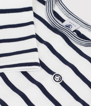 BABY BOY'S LONG-SLEEVED STRIPY COTTON T-SHIRT