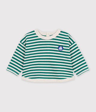 BABY BOY'S LONG-SLEEVED STRIPY COTTON T-SHIRT