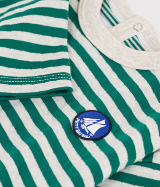 BABY BOY'S LONG-SLEEVED STRIPY COTTON T-SHIRT
