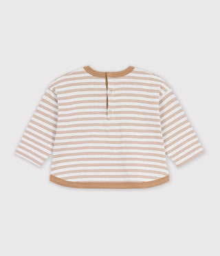 BABY BOY'S LONG-SLEEVED STRIPY COTTON T-SHIRT