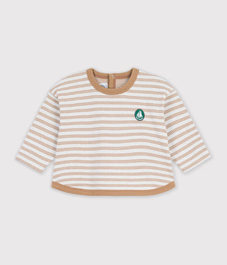 BABY BOY'S LONG-SLEEVED STRIPY COTTON T-SHIRT