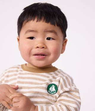 BABY BOY'S LONG-SLEEVED STRIPY COTTON T-SHIRT