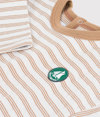 BABY BOY'S LONG-SLEEVED STRIPY COTTON T-SHIRT