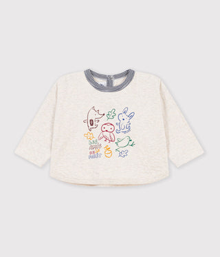 BABY BOY'S LONG-SLEEVED COTTON T-SHIRT WITH A MOTIF