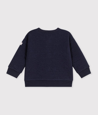 BABY BOY'S CARDIGAN IN THICK ORGANIC COTTON WITH A STAR MOTIF