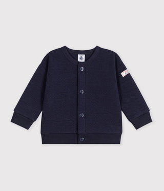 BABY BOY'S CARDIGAN IN THICK ORGANIC COTTON WITH A STAR MOTIF