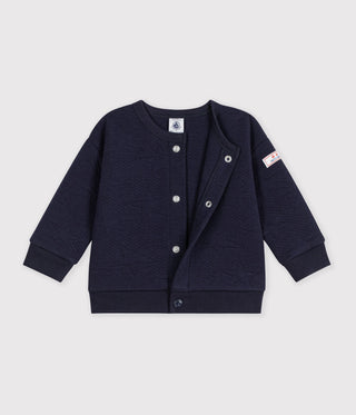 BABY BOY'S CARDIGAN IN THICK ORGANIC COTTON WITH A STAR MOTIF