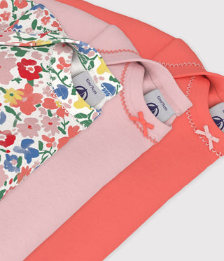 BABY LONG-SLEEVED BODIES IN COTTON PRINTED WITH FLOWERS - 3-PACK