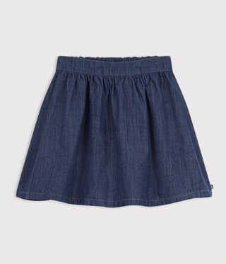 GIRL'S SHORT SKIRT IN DENIM WITH STAR PATTERN