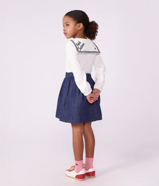 GIRL'S SHORT SKIRT IN DENIM WITH STAR PATTERN