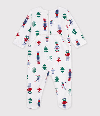 BABY UNISEX CHRISTMAS-PRINT FLEECE SLEEPSUIT WITH A BACK OPENING