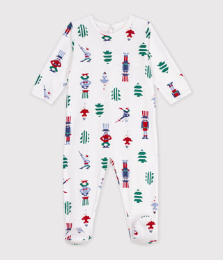 BABY UNISEX CHRISTMAS-PRINT FLEECE SLEEPSUIT WITH A BACK OPENING