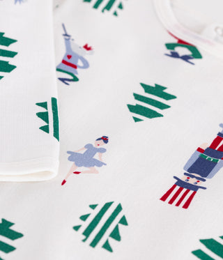 BABY UNISEX CHRISTMAS-PRINT FLEECE SLEEPSUIT WITH A BACK OPENING