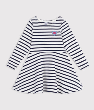 GIRL'S LONG-SLEEVED STRIPY COTTON DRESS