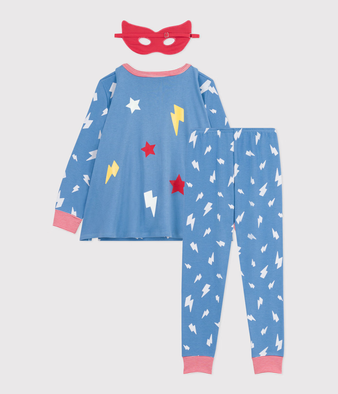 CHILDREN'S SHORT FANCY DRESS PYJAMAS IN GLOW-IN-THE-DARK COTTON WITH A CAPE